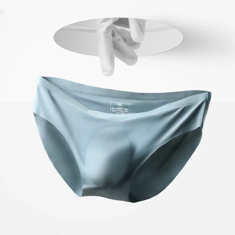 3 peças cuecas masculinas de seda gelada, verão respirável, secagem rápida, shorts sem costura, transparente ultrafino, personalizado l