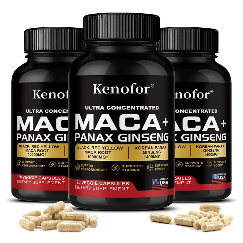 Cápsulas orgânicas de raiz de maca peruana - mistura preta + vermelha + amarela para energia e desempenho Suplemento vegano não transgênico para homens e mulheres