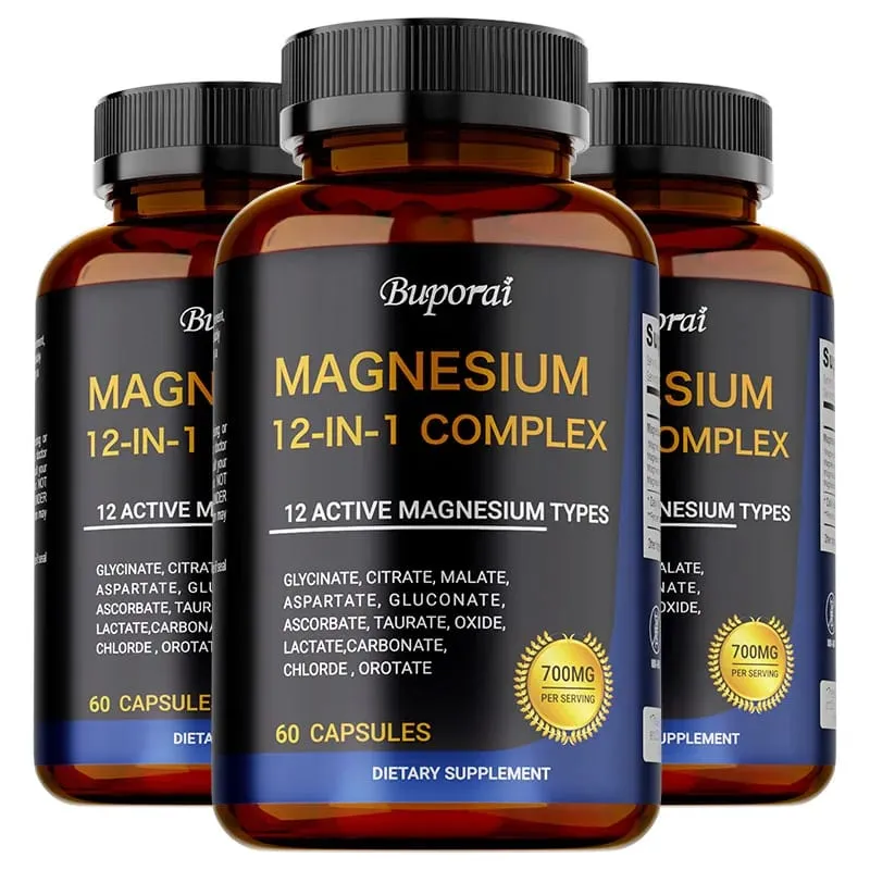Cápsulas de complexo de magnésio - Apoiam a saúde muscular, óssea, cardíaca, melhoram o estresse do sono e o alívio da ansiedade - Suplemento dietético — image 10