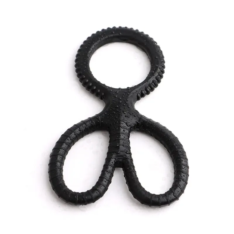 Anel peniano de silicone super macio, bola para retardar a ejaculação, alongador de testículos, anel peniano triplo, brinquedos sexuais bdsm para homens