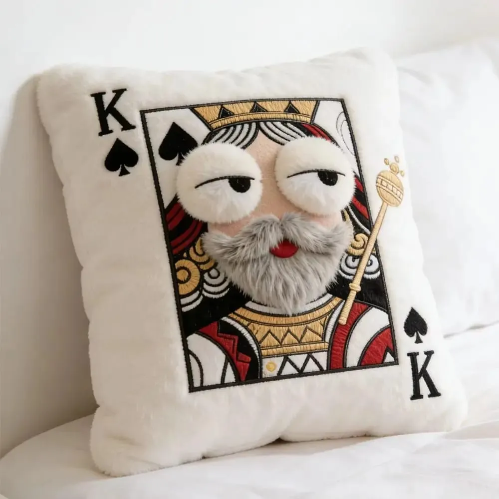 Almofada de cartão de pôquer estilo patchwork, olhos grandes 3d, design de alto valor, travesseiro bordado, tema de jogo de cartas, travesseiro de retalhos, decoração de casa — image 4