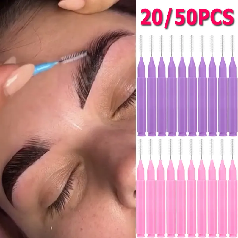 Portátil mini escova de sobrancelha 20/50 pçs sobrancelha perm escovas descartáveis ​​dobráveis ​​micro cílios sobrancelha levantamento escovas aplicadores ferramentas