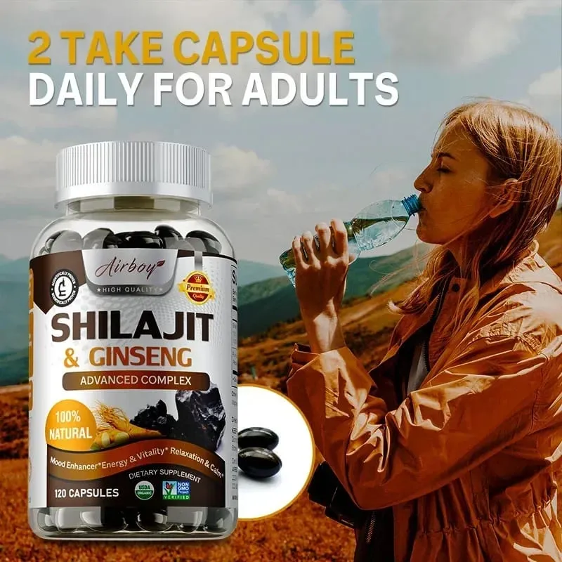 Shilajit e Ginseng - Suporte de energia e vitalidade, melhora a clareza mental, suporte imunológico, aumenta a resistência, crescimento muscular