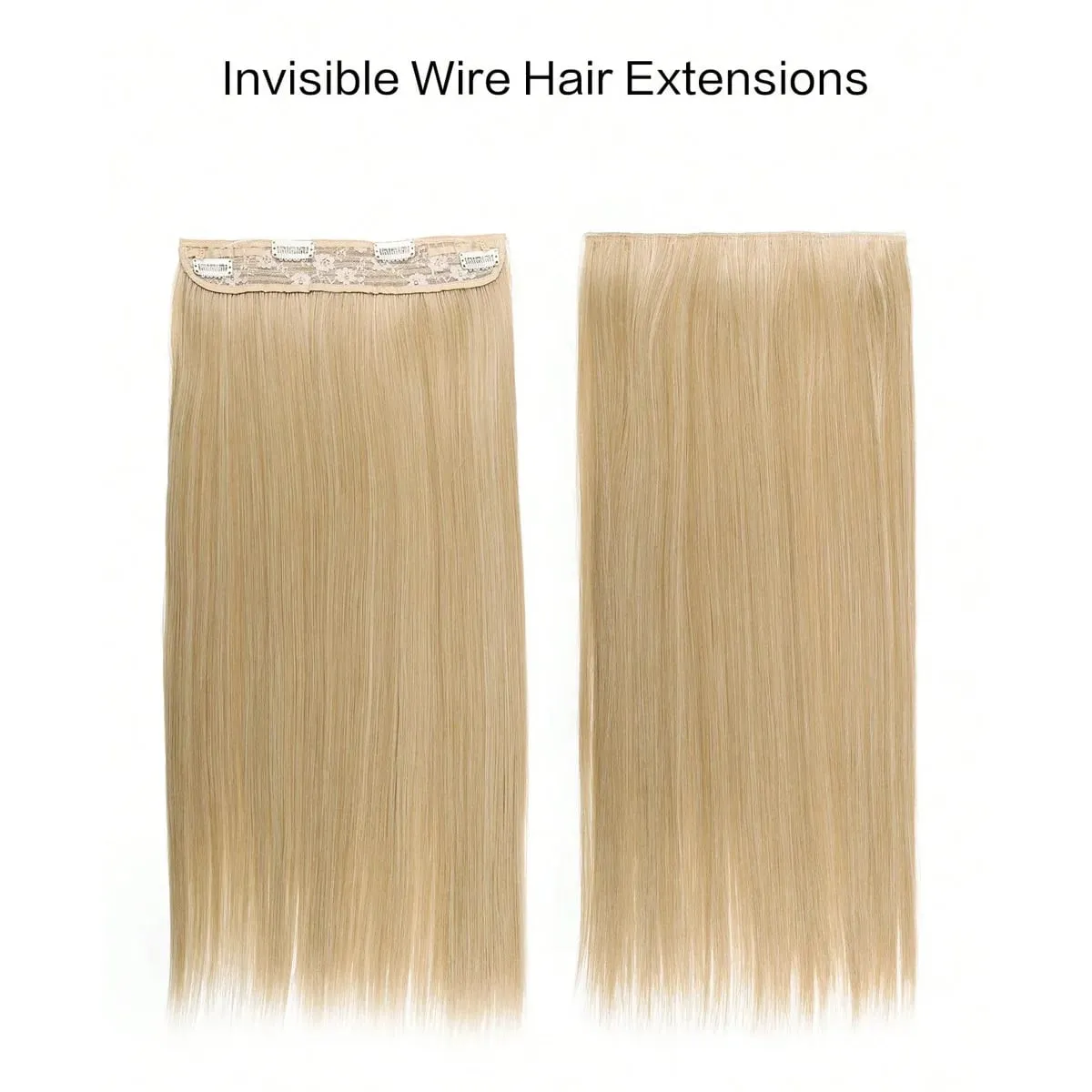 Invisible Wire Hair Extensions Adjustable Size Removable Secure Clips in 24 Inch Straight Secret Hairpiece for Women