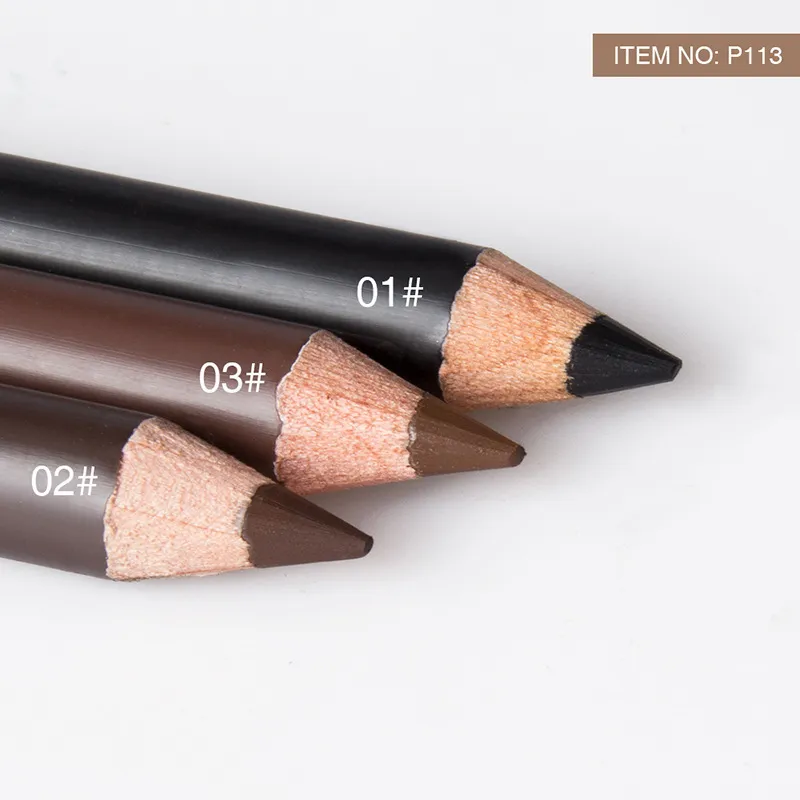 2 pçs menow 3 cores de longa duração à prova dwaterproof água lápis de sobrancelha duplo uso pólo de madeira delineador maquiagem permanente acessórios de tatuagem
