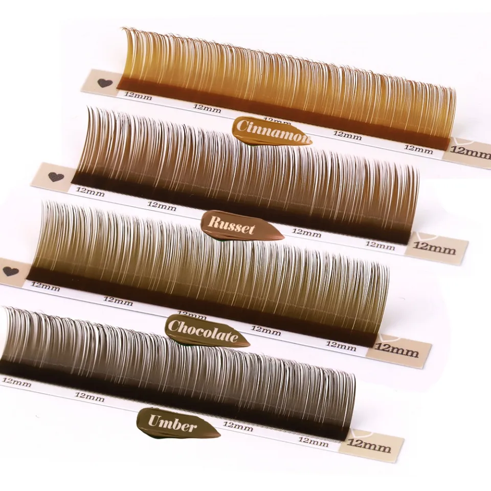 20 linhas c cc d curvado natural marrom volume russo cílios 7-15mm misto caxemira macio clássico marrom escuro extensões de cílios
