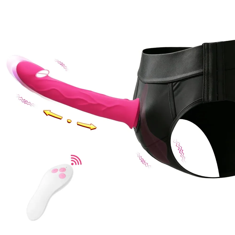 Empurrando vibrador de controle remoto vibratório cinta de silicone no vibrador g ponto wearable pegging calcinha vibradores brinquedo sexual para mulher — image 1