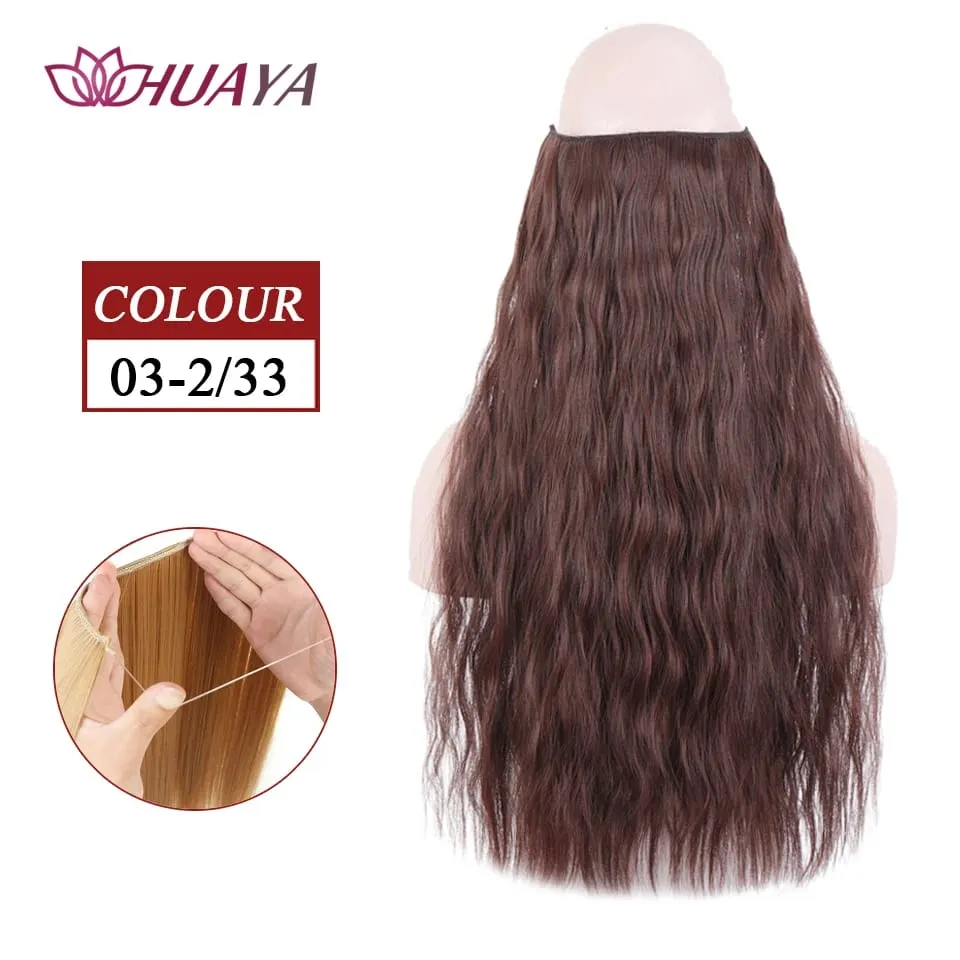 Synthetic Long Straight Invisible Wire No Clips In Hair Extensions Fake Hair Pieces Secret Fish Line Hairpieces For Women