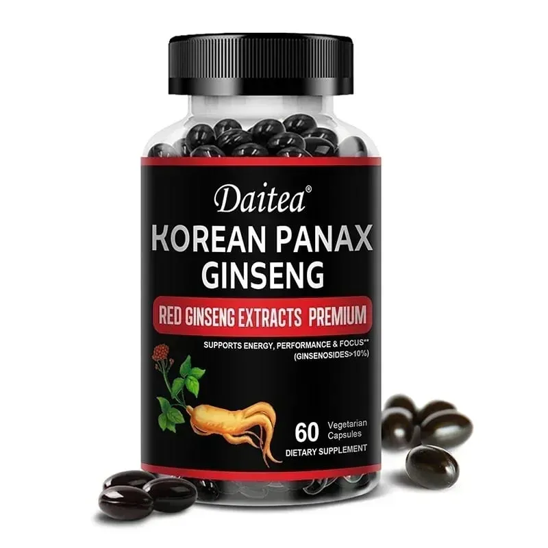 Cápsulas de ginseng vermelho coreano-1000 mg aumentam a resistência energética, o desempenho atlético e a força muscular apoiam a saúde imunológica