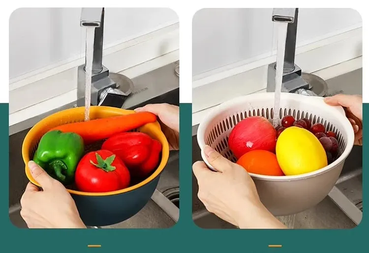 6PCS Kitchen Sink Vegetable Drainer Fruit Basket for Multifunctional 3 Size Stackable Washing Basin Vegetable Drain Basket Basin