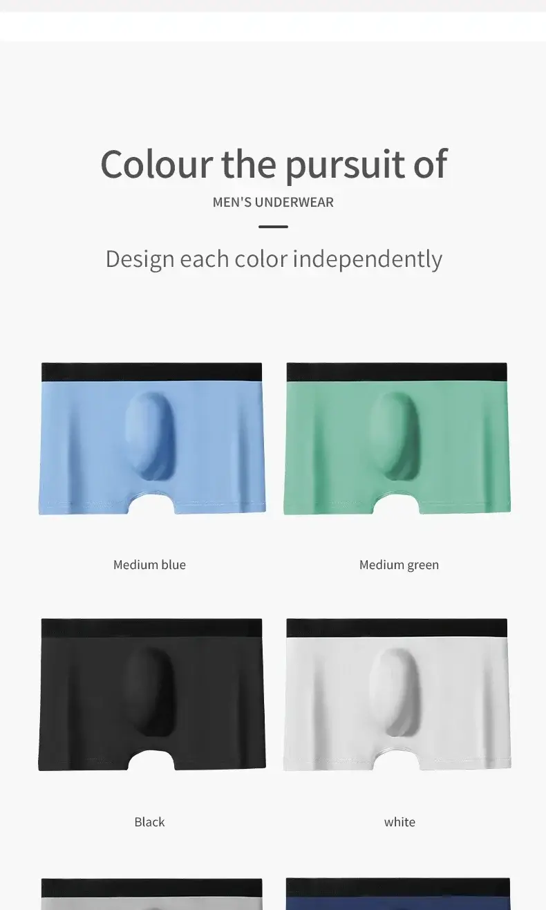 5PCS Men's ice silk seamless underpants 3D punch bag, cool, breathable, comfortable in summer, flat-angled bottom underpants