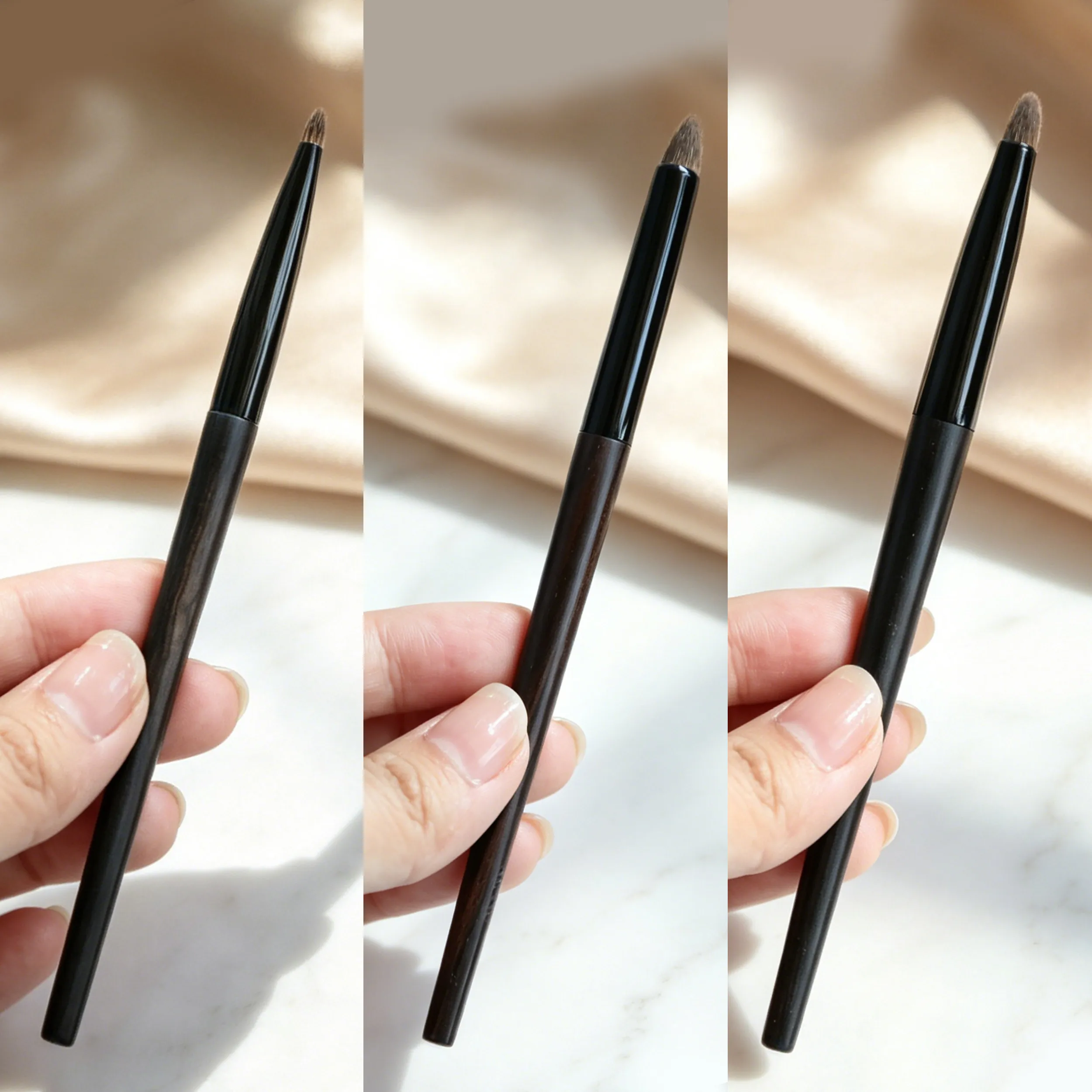 1pc profissional artesanal compõem escova esfumaçado sombra de olho mancha escova macia doninha lynx cabelo ébano madeira lidar com pincéis de maquiagem