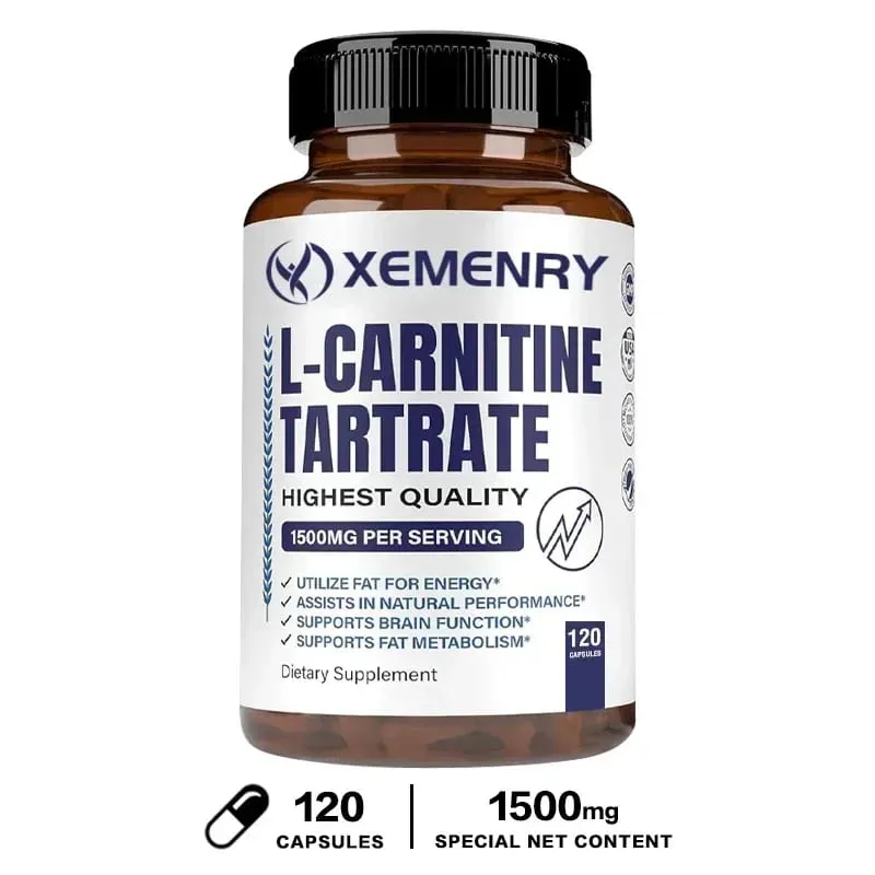 Cápsulas de L-Carnitina - Suporta Concentração de Memória Metabolismo de Gordura Metabolismo Energético Saúde do Cérebro para Homens e Mulheres