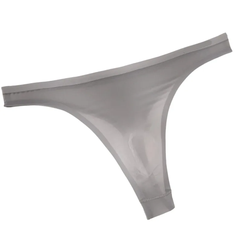 Cuecas masculinas ultrafinas de seda gelo 3d, tanga transparente, roupa íntima, cintura baixa, cuecas de biquíni em u, lingerie