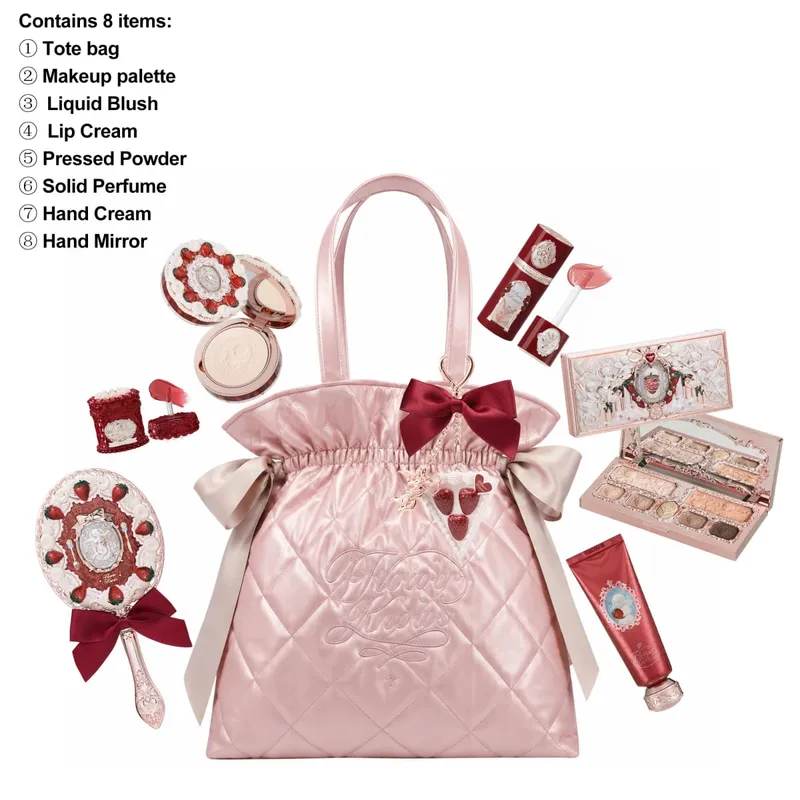 Flower Knows Limited Edition Diamond Pattern Tote Bag Makeup Set Eyeshadow Concealer Blush Eyeliner Lipstick Beauty Collection