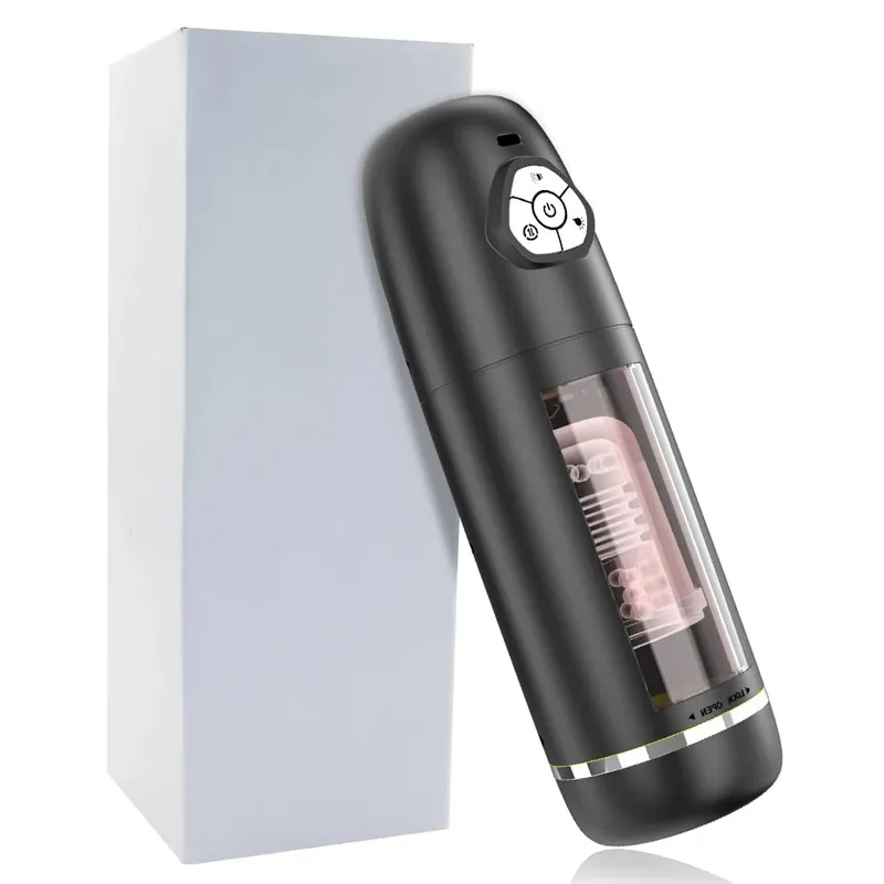 APP Male Masturbation Cup Auto Rotating Belt 10 Push Rotating Hands Free Electric Penis Pump Vision Sex Toy Male Sex Machine 18+