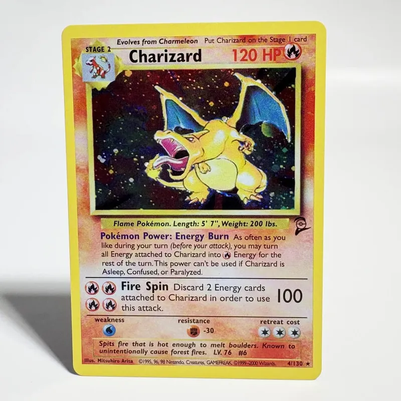 Cartas pokémon 1996, edição básica, cartão flash, charizard, gengar, blastoise, feraligatr, gengar, cartão comercial, coleção de proxy