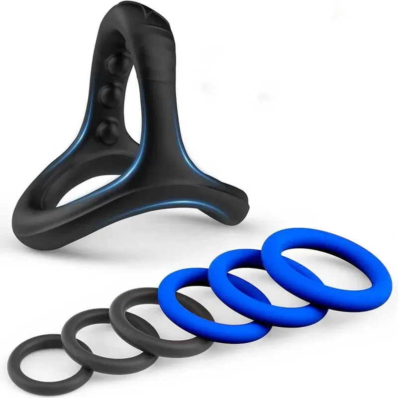 Novo 6 pçs silicone pênis anel ejaculação atraso galo anéis pau ereção cockring masculino castidade adulto brinquedos sexuais para homens