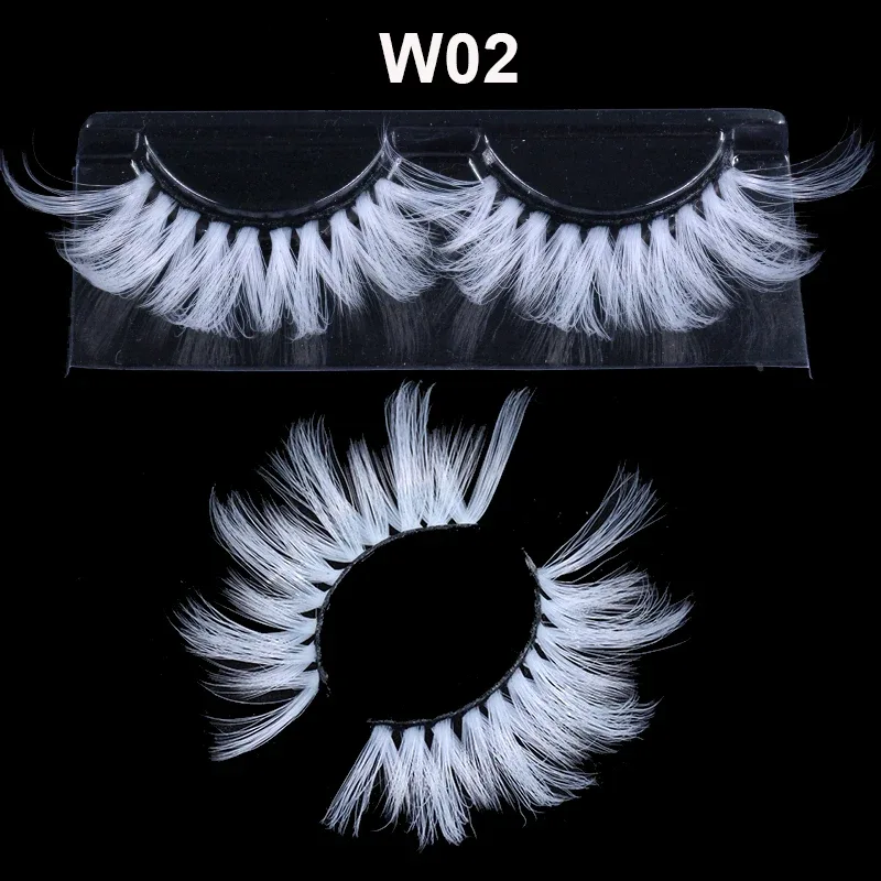 Super Long 5D White False Eyelashes 25mm High Volume Fluffy Fake Eye Lashes Wholesale Supplier For Halloween Cosplay