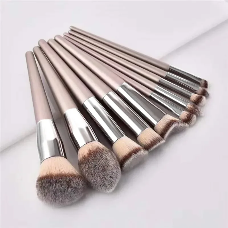 10 pçs pincéis de maquiagem conjunto completo macio fofo fundação pó solto blush corretivo sombra de olho escova ferramentas de maquiagem profissional