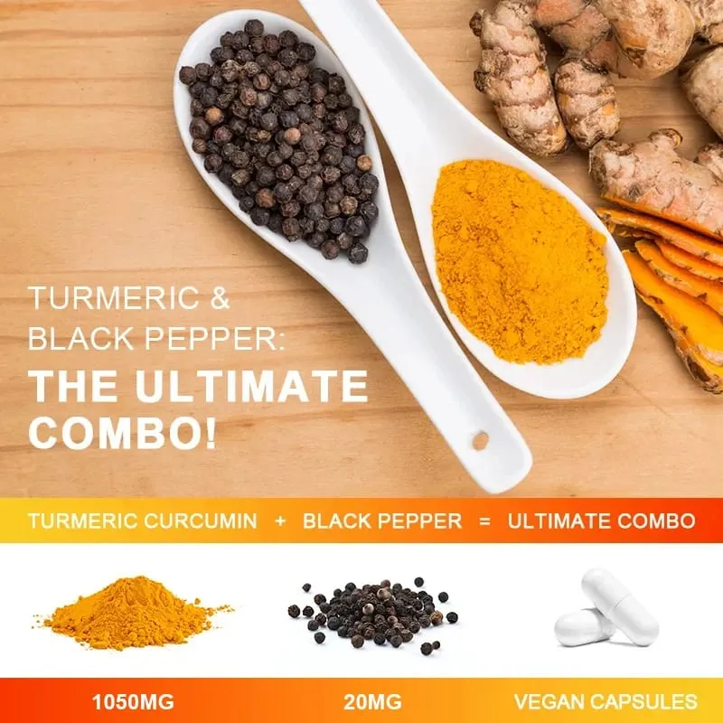 Turmeric Curcumin Capsules - with Black Pepper 95% Curcumin Complex - for Joint Digestive & Immune Support Supplement