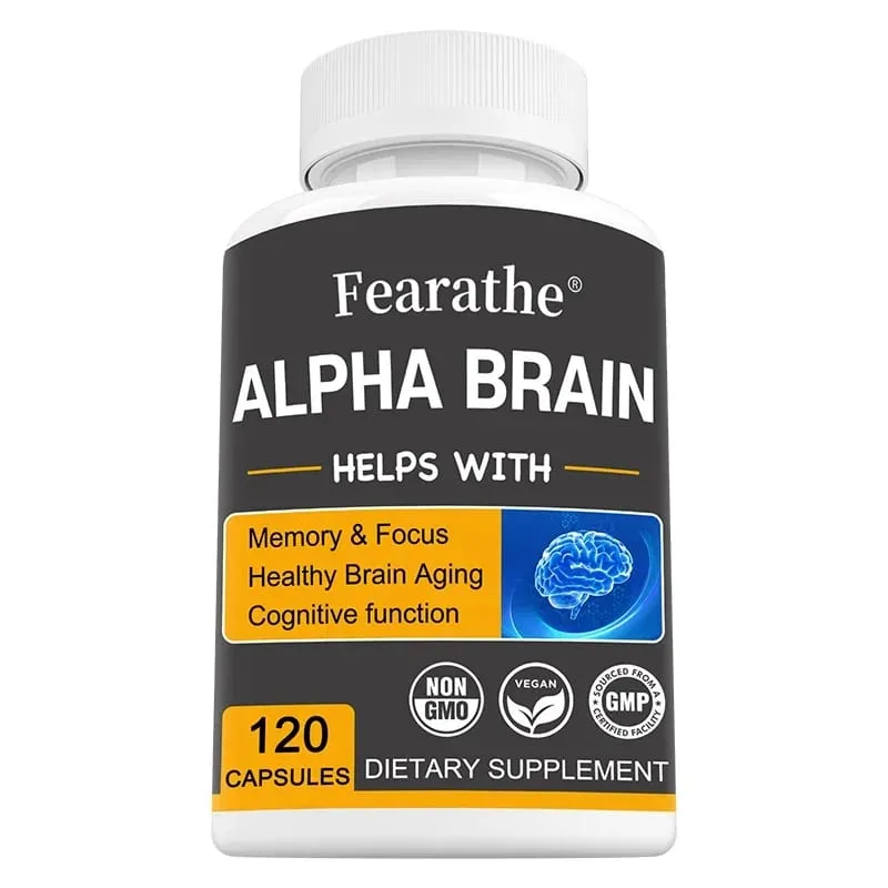 Alpha Brain Nootropics Brain Supplement for Men and Women - Memory Mental Clarity & Cognition with Vitamin B6 Focus Capsules