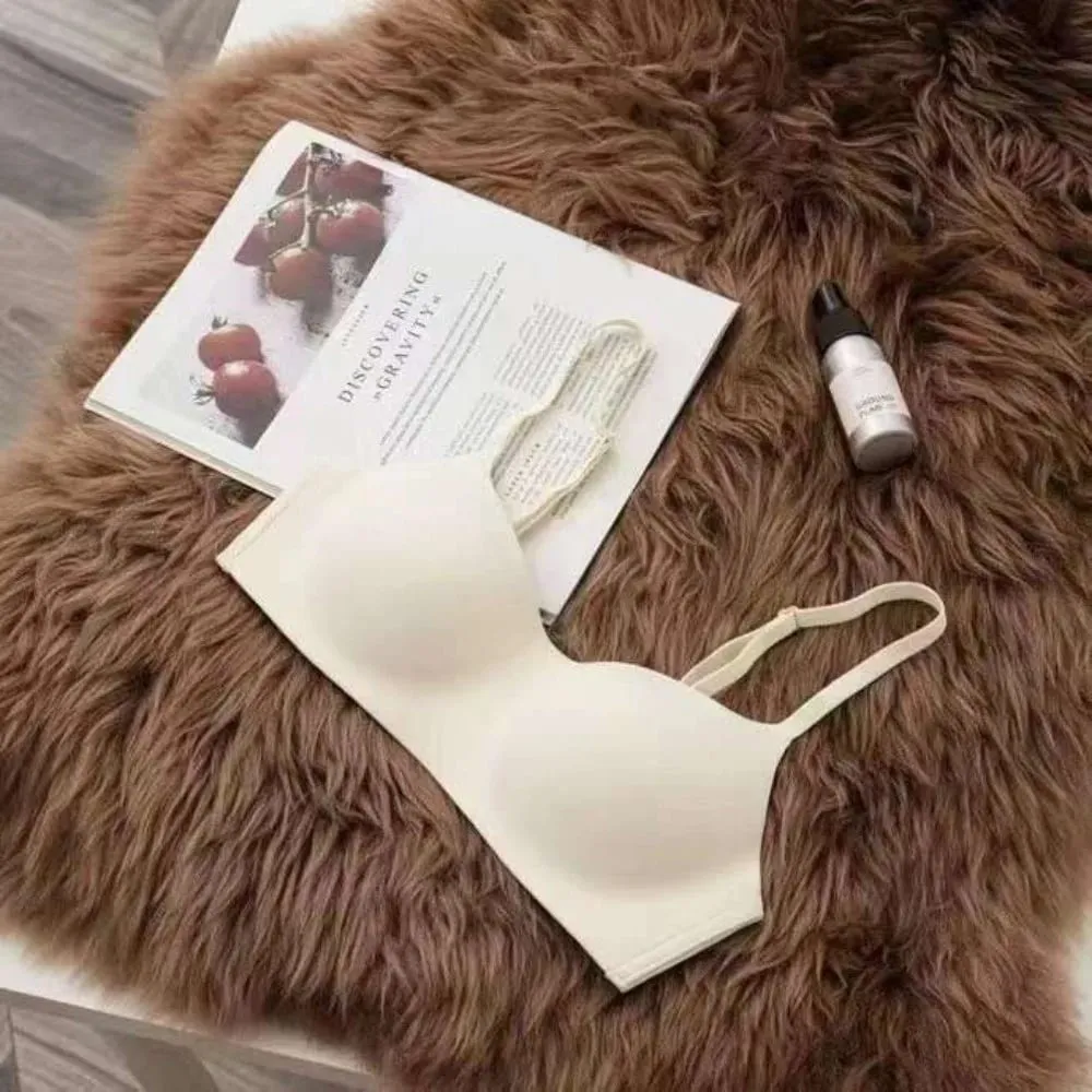 Sutiã sem fio macio e confortável, copo fino, material elástico, push up, elástico, design reunido, sem costura, lingerie, beleza