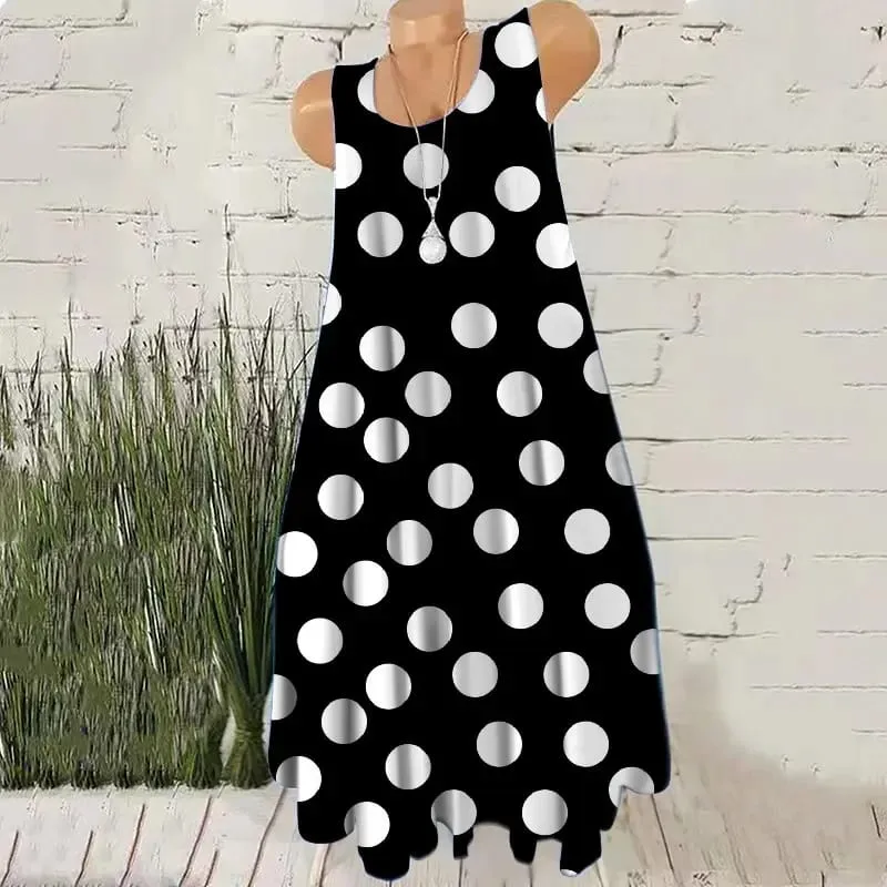 Padrão de bolinhas redondas moda feminina mini vestidos verão sem mangas impressão 3d rua senhoras tendência vestido 3xl plus size vestido casual — image 3