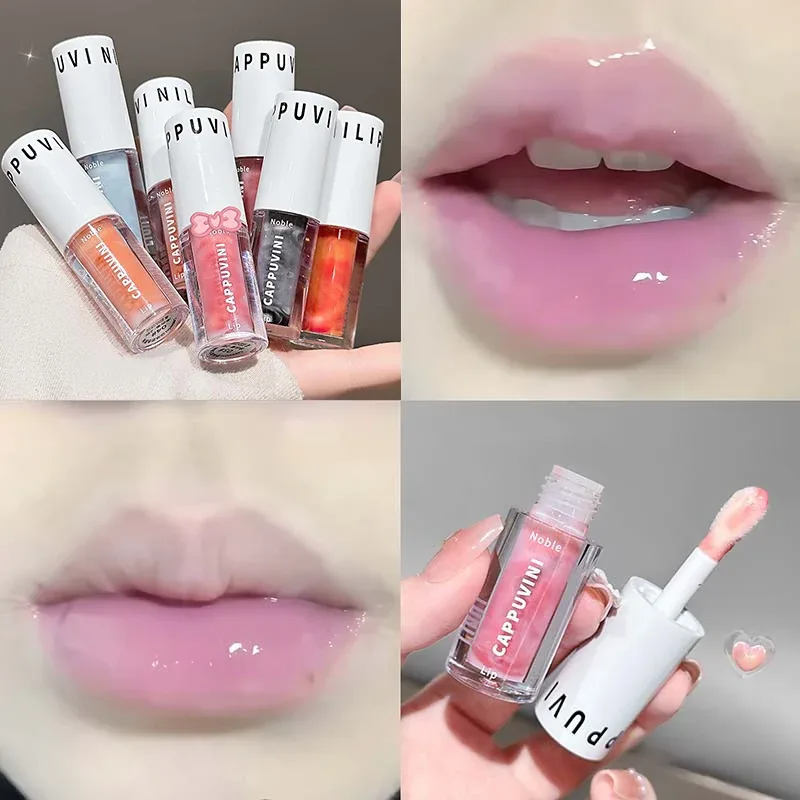Brilho labial transparente cinza roxo, brilho labial hidratante, secagem de lábios, espelho labial, matiz, aumento, hidratante, cristal, óleo labial, maquiagem