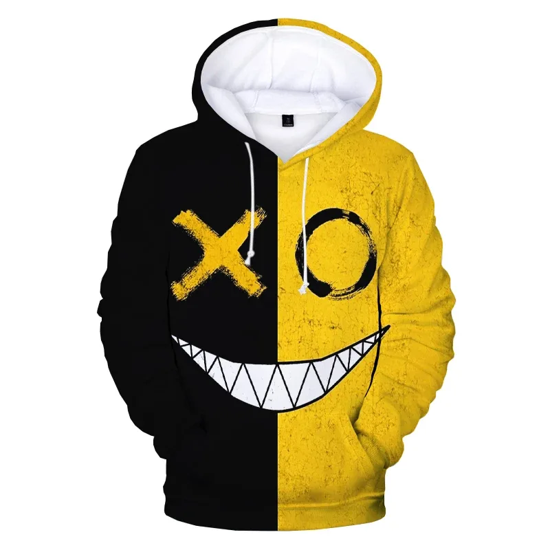 Padrão na moda diabo rosto sorridente 3d impresso moletom com capuz masculino feminino moda casual engraçado pullovers hip hop hoodies