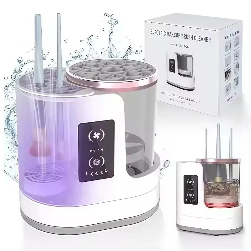 Máquina elétrica de limpeza de pincéis de maquiagem 5 em 1, com secador de pincéis de maquiagem, multifuncional, automática, ferramenta de limpeza de pincéis cosméticos — image 8