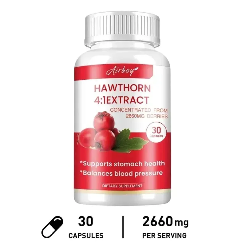 Hawthorn Berry Extract Capsule - Supports Digestive Health Promotes Energy Production Blood Circulation and Boosts Immunity