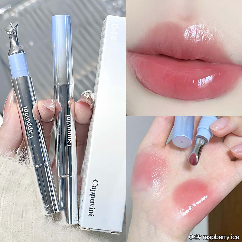 Espelho aguado essência brilho labial de longa duração não-pegajoso plumping batom líquido geléia lábio esmalte maquiagem hidratante lábios matiz