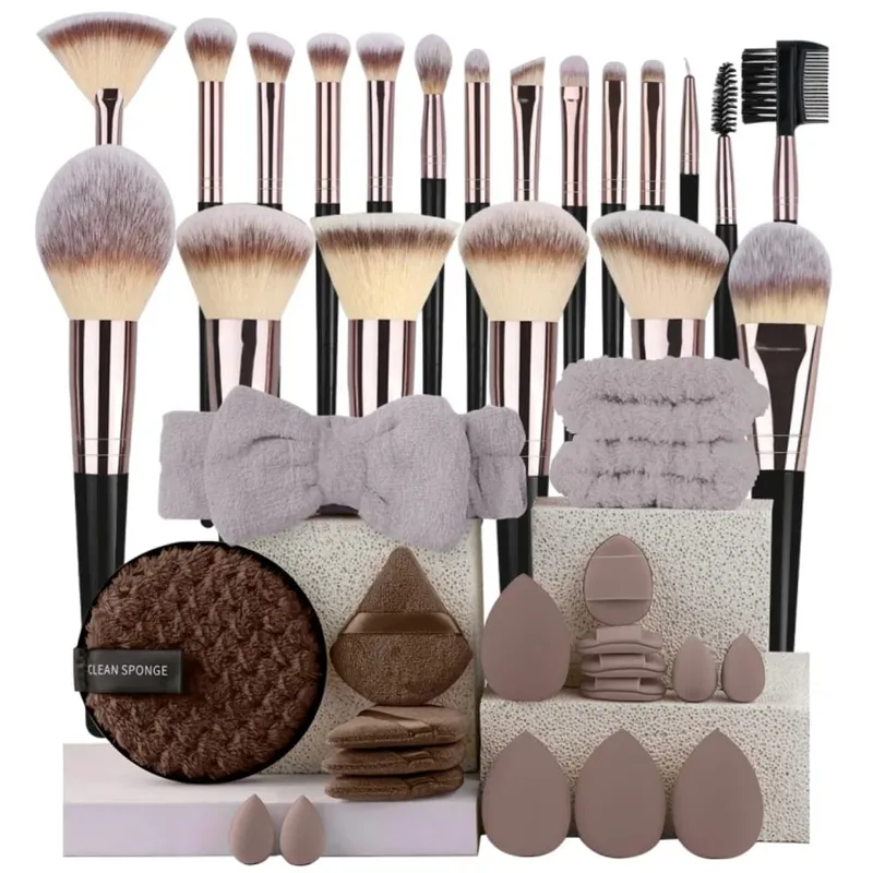 Conjunto de pincéis de maquiagem profissional, base corretivo, pó, sombra, blush, kabuki, mistura, ferramenta de beleza cosmética