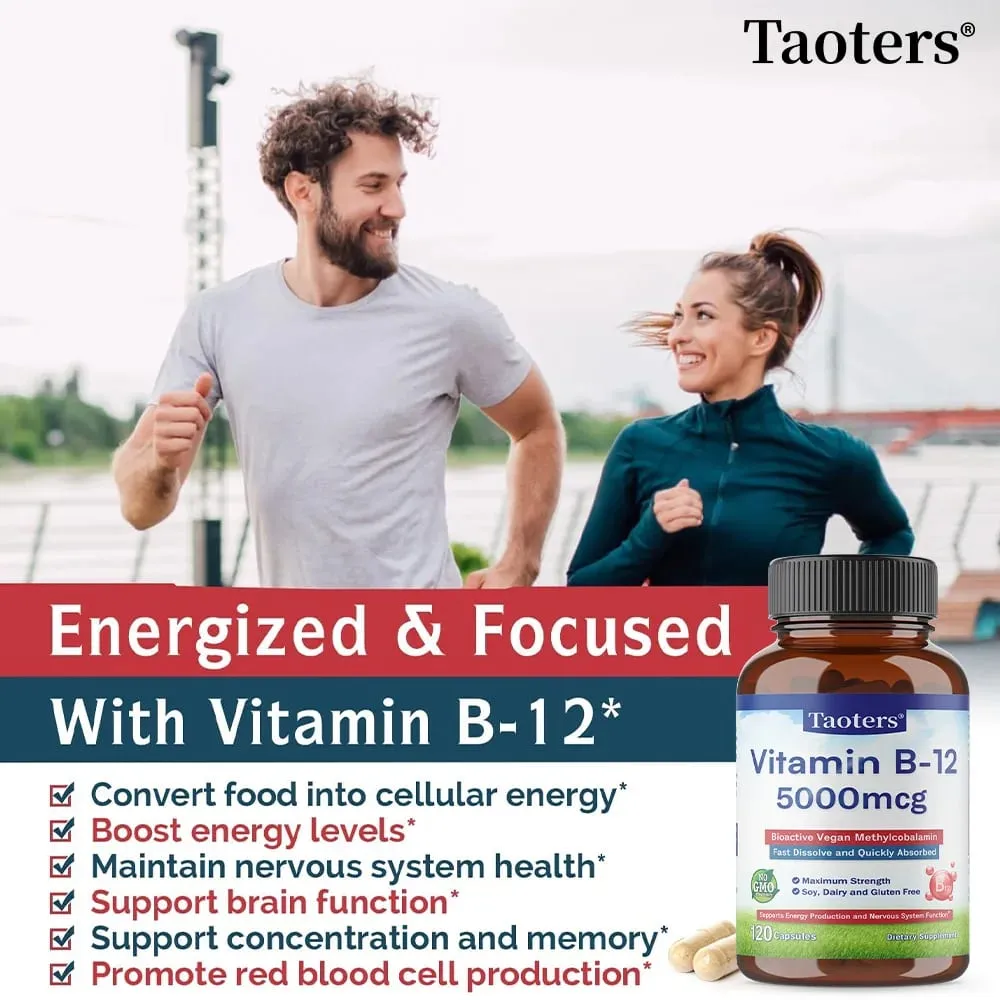 Vitamina B12 5000 mcg - Força Extra - Suplemento para apoiar os níveis de energia Clareza mental Saúde do sistema nervoso