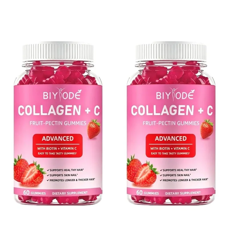 Gomas de Colágeno + C Frutas-Pectina com Vitamina C Antioxidante Natural Suporta Cabelo, Pele e Unhas Saudáveis 60 Gomas — image 8