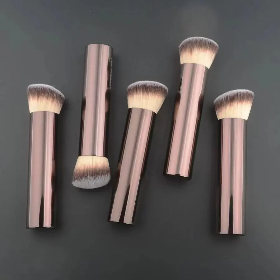 Pincel de maquiagem para base angular, pincel para base em pó, cabo de metal, tubo de alumínio, ampulheta, cosméticos de alta qualidade, 1 peça