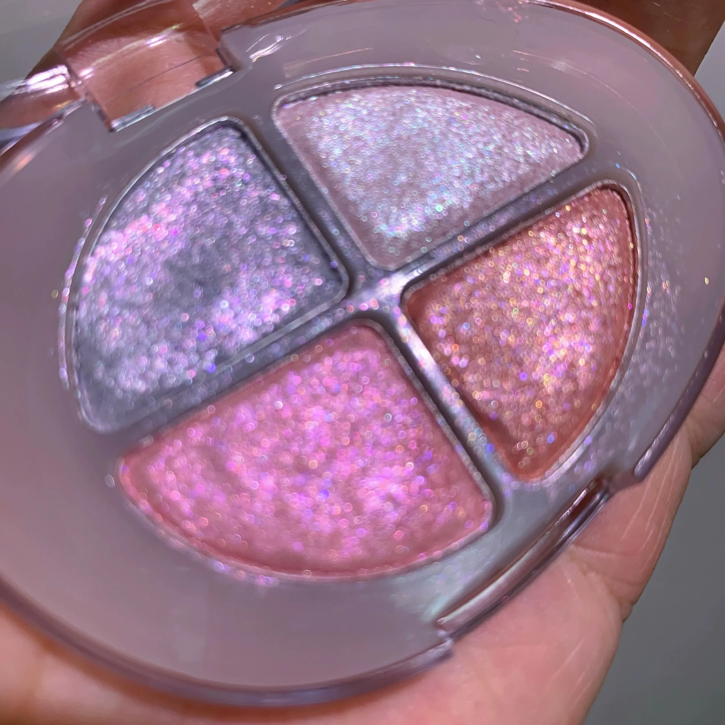 Paleta de sombra de quatro cores glitter perolado flash camaleão shimmer highgloss portátil sombra de olho maquiagem