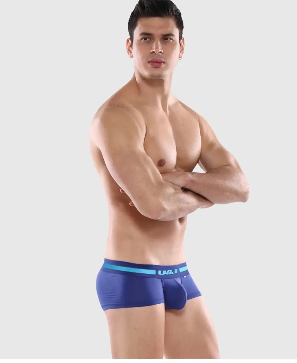 U&I men's underwear boxer low-waist nylon ultra-thin slightly transparent u convex design trendy personality summer boxer