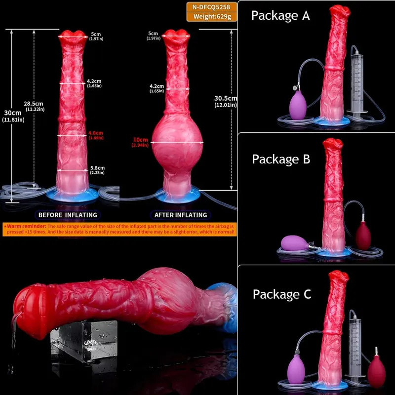 Plugue anal inflável para cavalo, plugue anal de silicone para ejaculação, pênis com nó, ponto g, treinador anal, brinquedo sexual gay, homens e mulheres