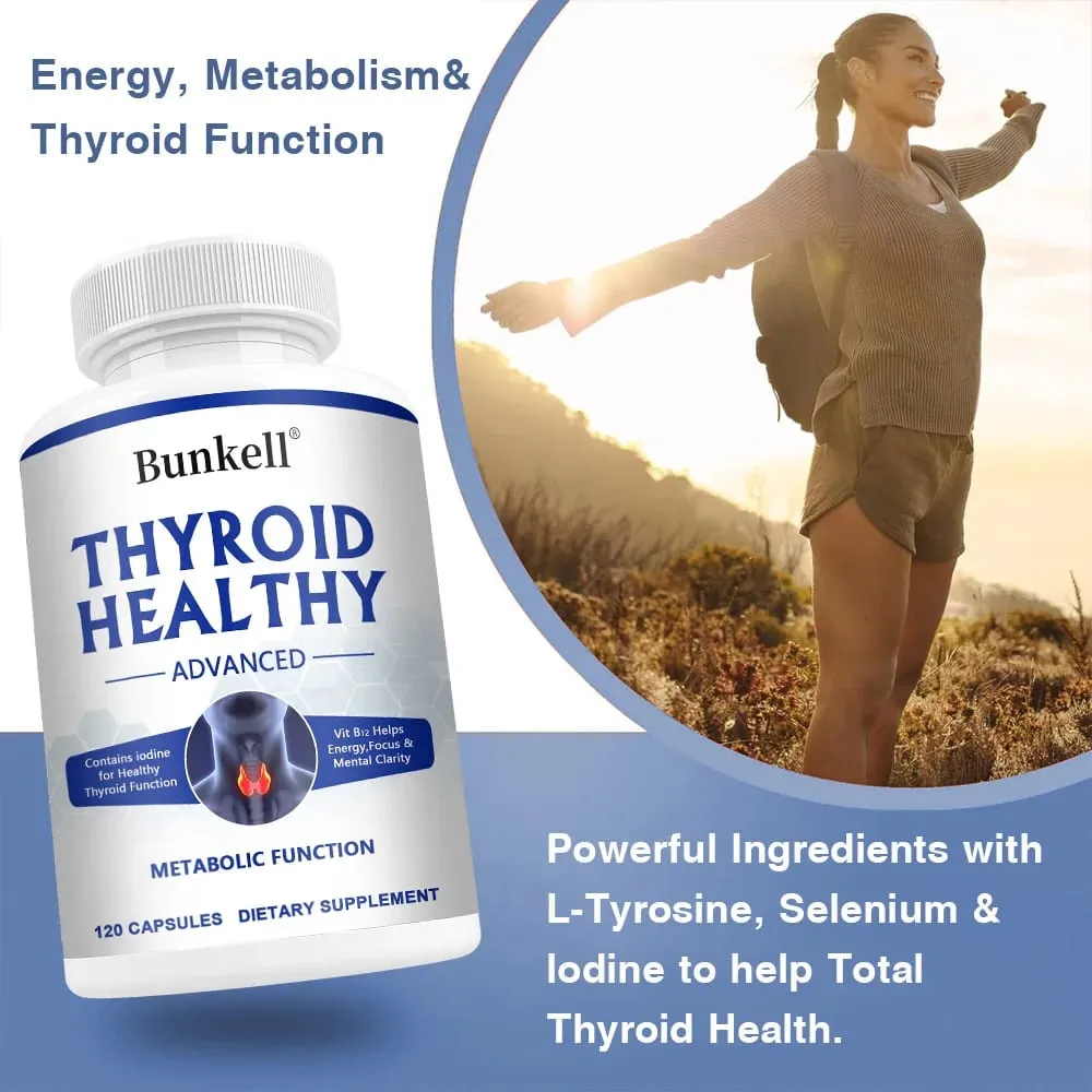 Cápsulas complexas de suporte à tireóide - com iodo, selênio, zinco, L-tirosina e Ashwagandha - metabolismo energético e suporte cognitivo