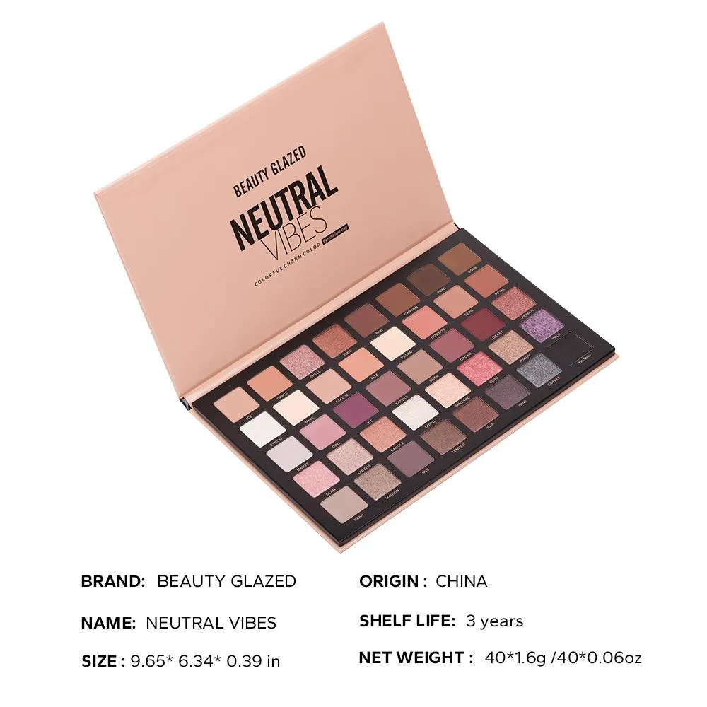 Neutral Vibes Matte 40 Cores Destaque Shimmer Sombra Cosmética Paleta Glitter Sombra