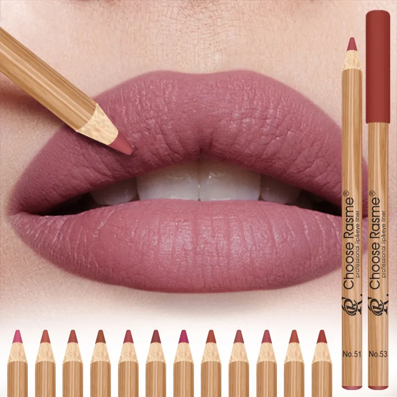 12 conjunto de lápis delineador labial fosco, renderização de cores, fácil maquiagem, à prova d'água, durável, cosméticos, presente de dia dos namorados