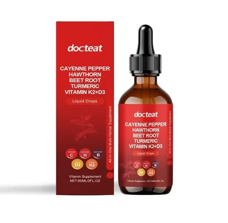Suplemento líquido Docteat Vitamin Drops K2 + D3 com pimenta caiena e espinheiro ajuda a manter a boa saúde 60 ML