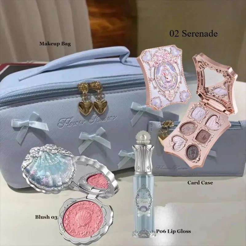 Flower knows bunny Collection Makeup Set Eyeshadow Palette Blush Lip Gloss Makeup Bag Matte Glow Shimmer Eye Shadow Kit