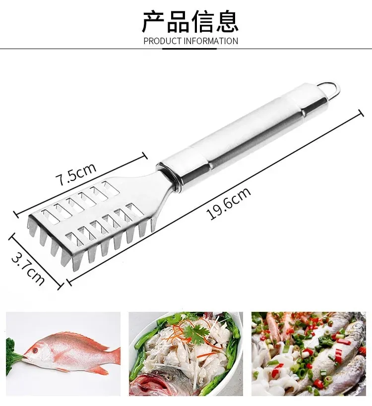 Faca de escama de peixe em aço inoxidável, raspador de escala, dente de serra, desossa, filetagem, corte, escavação, faca maw, 1 peça