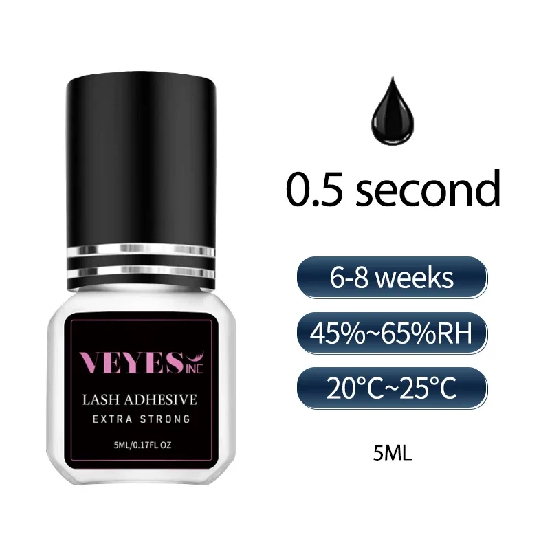 Veyes Inc 5ml Extensões de Cílios Cola Veyelash 1-2 Segundos Secagem Rápida Chicote Adesivo 7 Semanas Retenção Volume Cola Ferramentas de Maquiagem