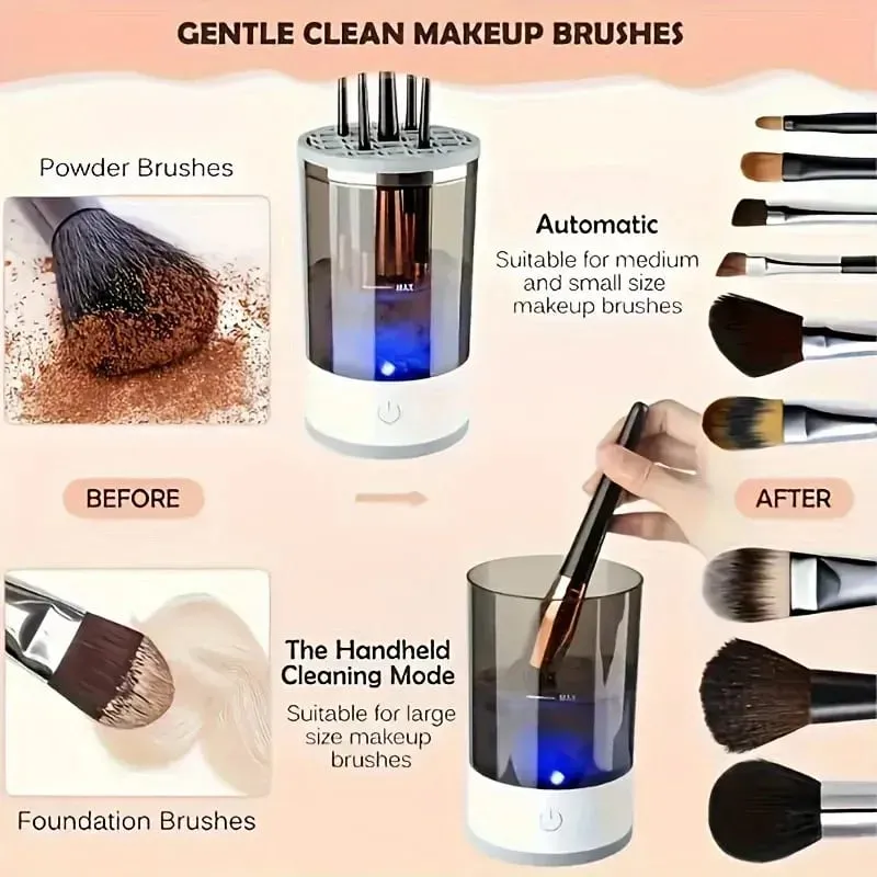 Escova de maquiagem alimentada por USB, limpador e secador, bateria inodora, plug and play, ferramenta de beleza essencial para pincéis cosméticos