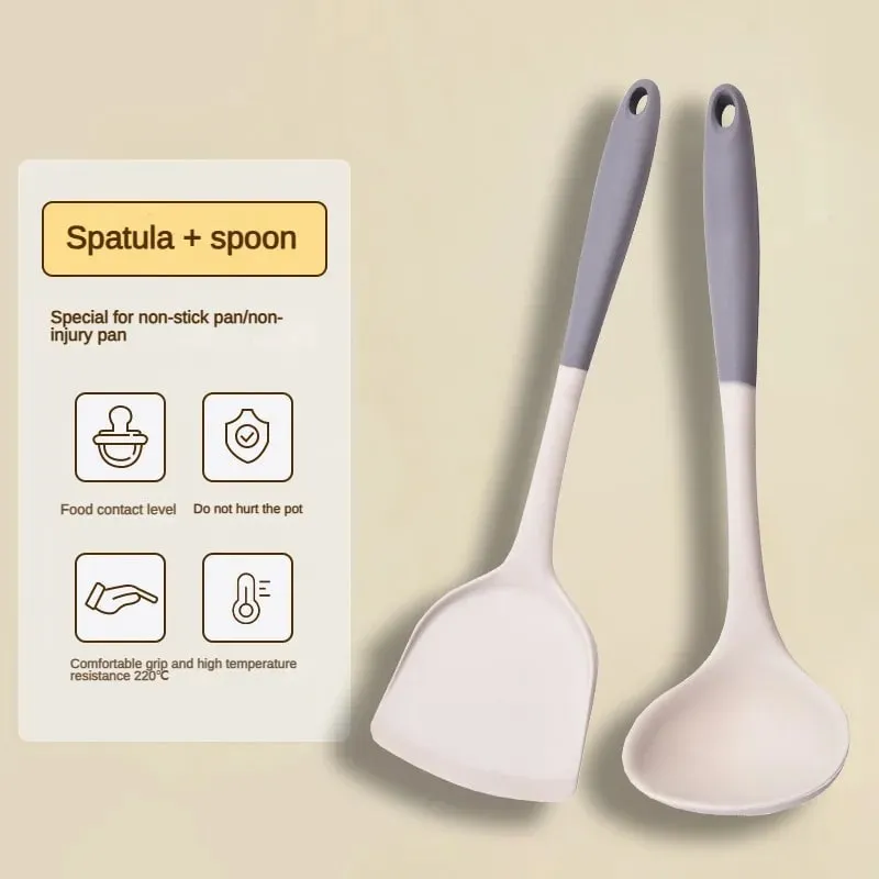 1/2/3/4 conjunto cinza branco silicone espátula colher de sopa conjunto panela antiaderente ferramentas de cozinha kit de cozinha