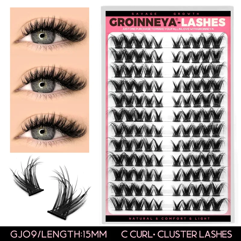 Cluster cílios olho de gato cílios individuais cílios aparência natural bandeja mista diy extensão de cílios volume lash clusters